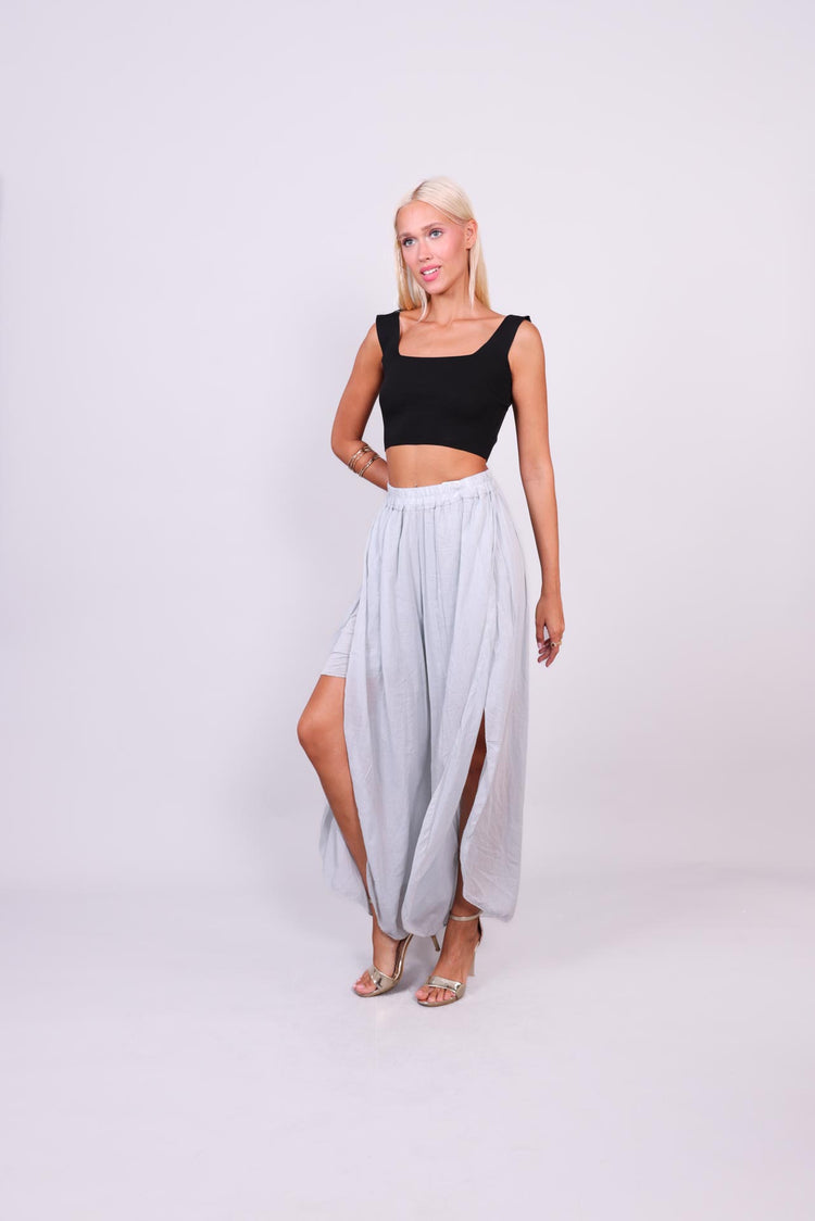 WIDE-LEG SPLIT HEM PANTS