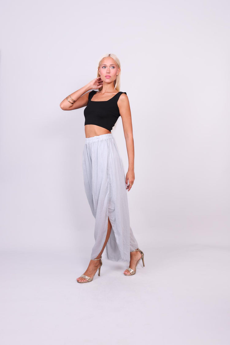 WIDE-LEG SPLIT HEM PANTS