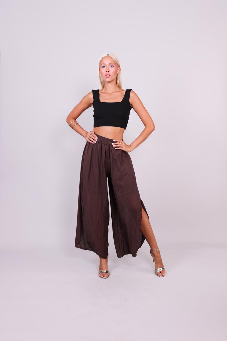WIDE-LEG SPLIT HEM PANTS