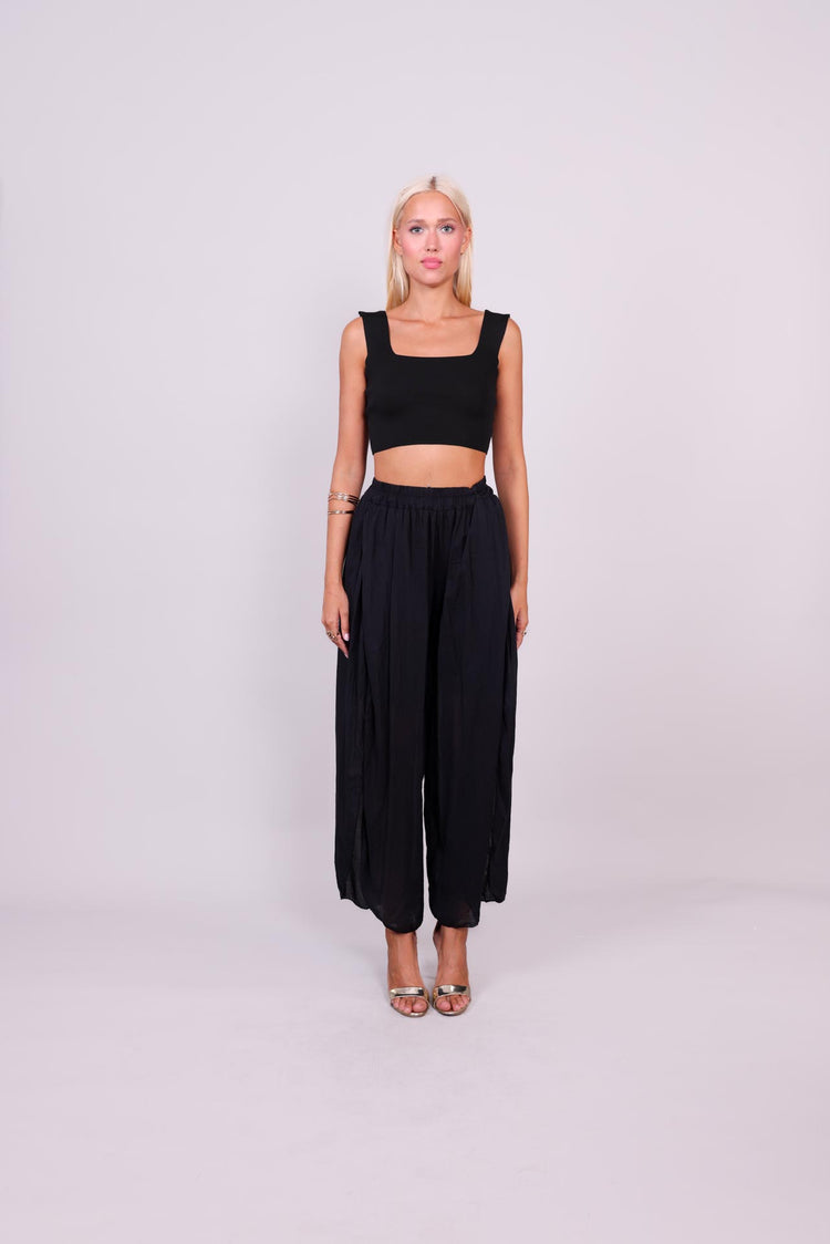 WIDE-LEG SPLIT HEM PANTS