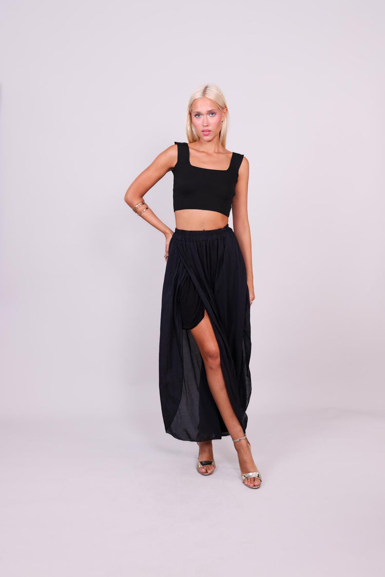 WIDE-LEG SPLIT HEM PANTS