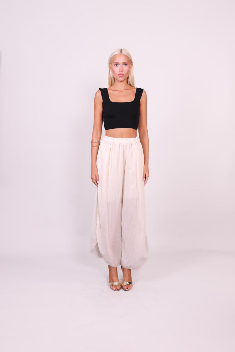WIDE-LEG SPLIT HEM PANTS