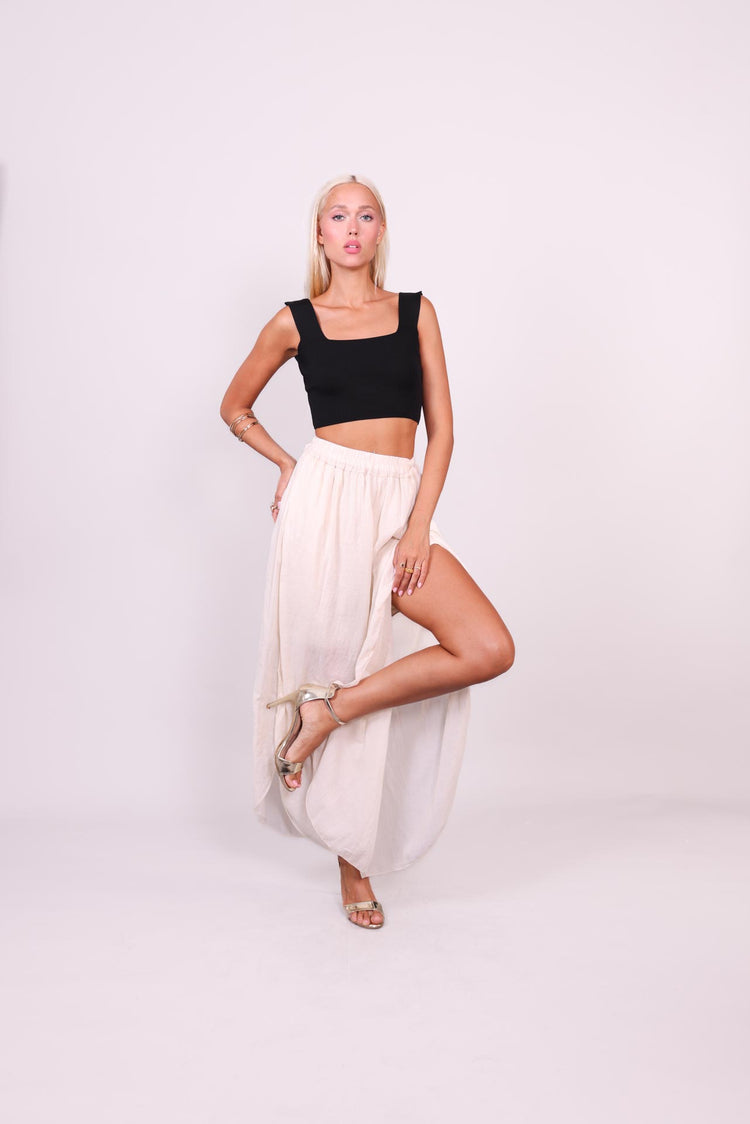 WIDE-LEG SPLIT HEM PANTS