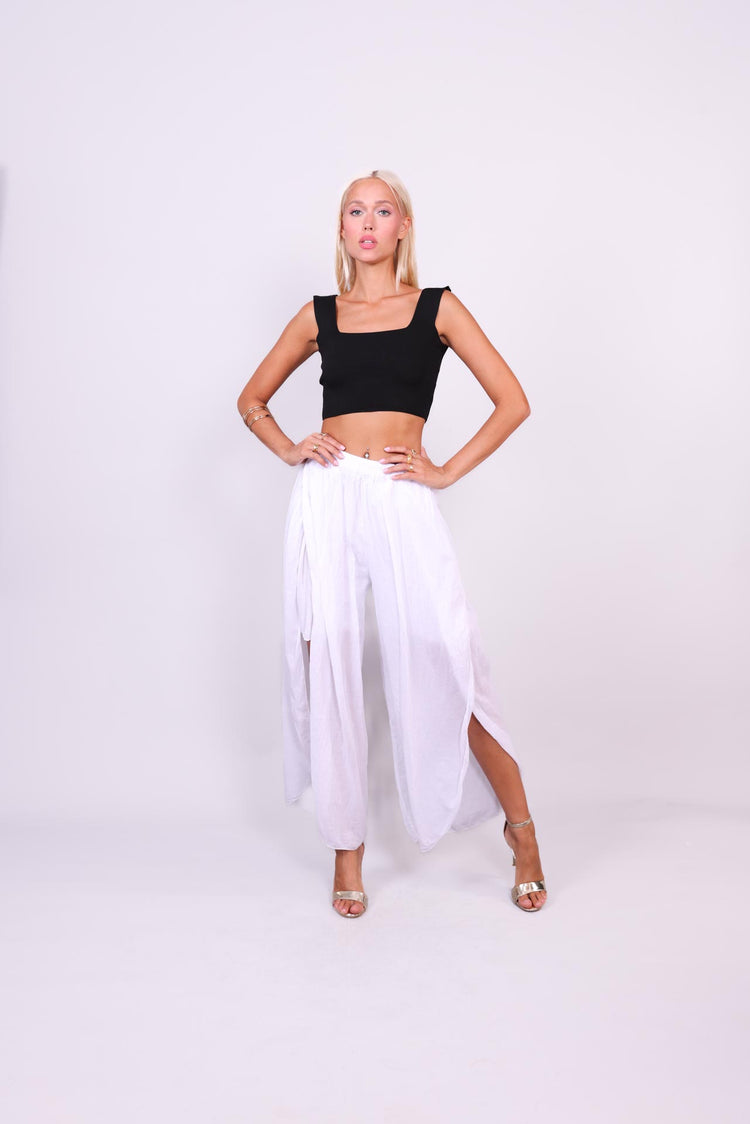 WIDE-LEG SPLIT HEM PANTS