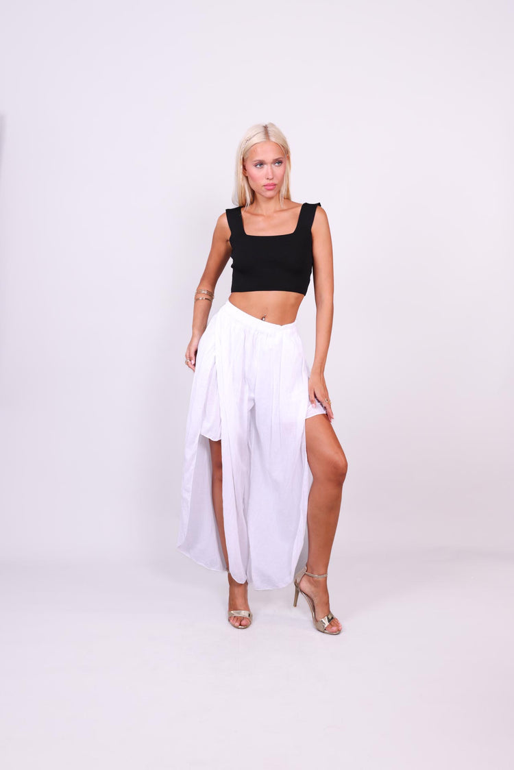 WIDE-LEG SPLIT HEM PANTS