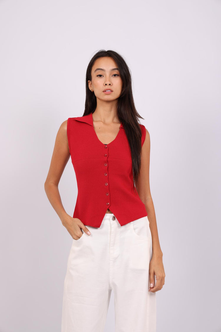 SKYLINE SLEEVELESS KNIT BLOUSE