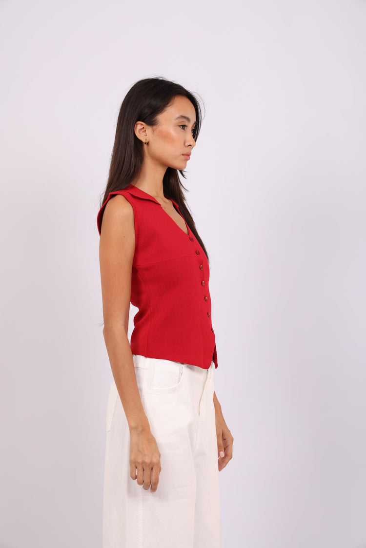 SKYLINE SLEEVELESS KNIT BLOUSE