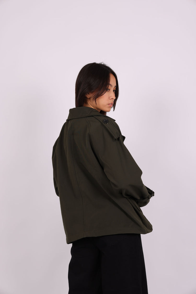 CROPPED DOUBLE-BREASTED TRENCH JACKET