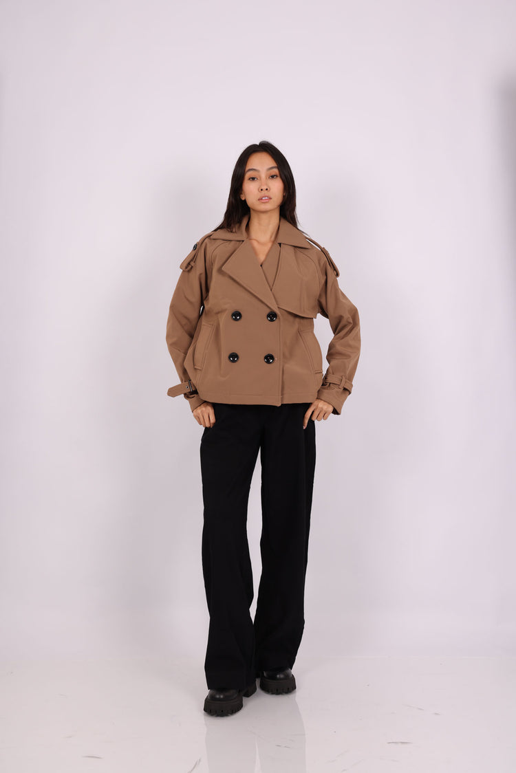 CROPPED DOUBLE-BREASTED TRENCH JACKET