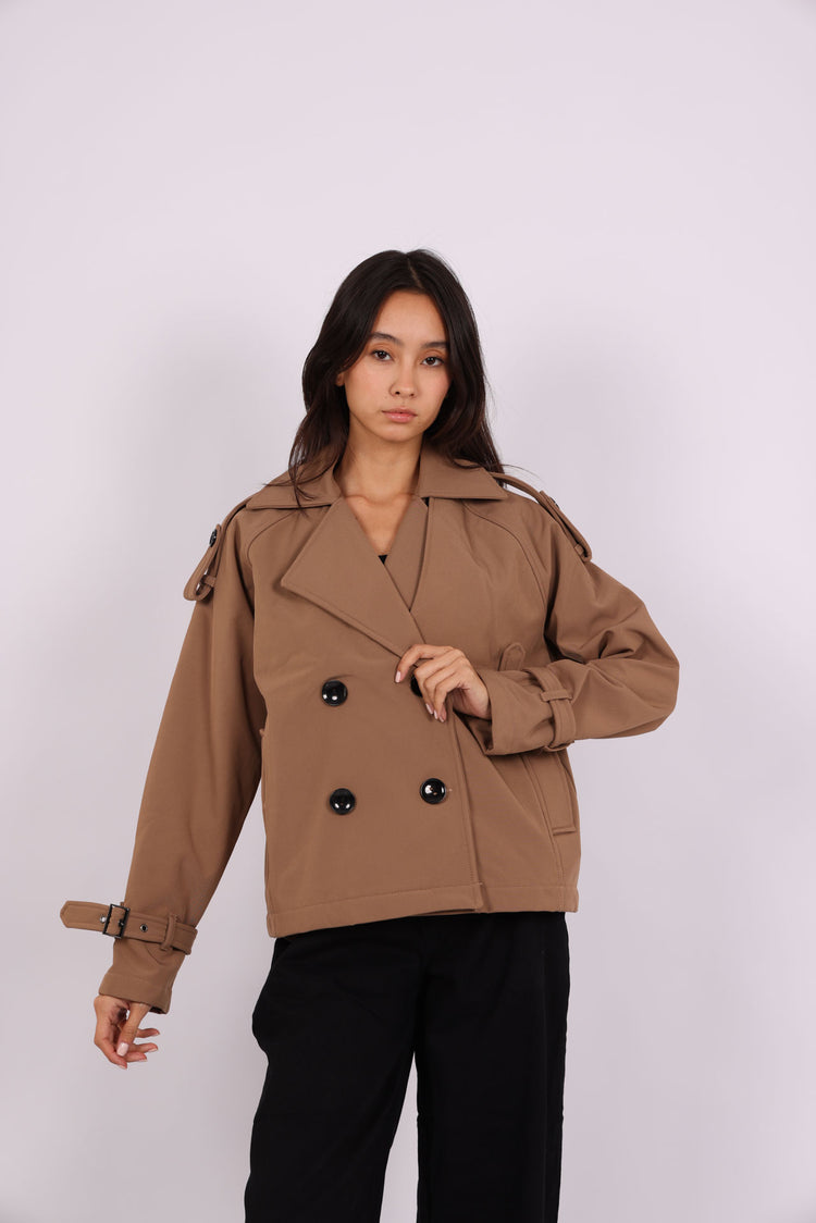 CROPPED DOUBLE-BREASTED TRENCH JACKET