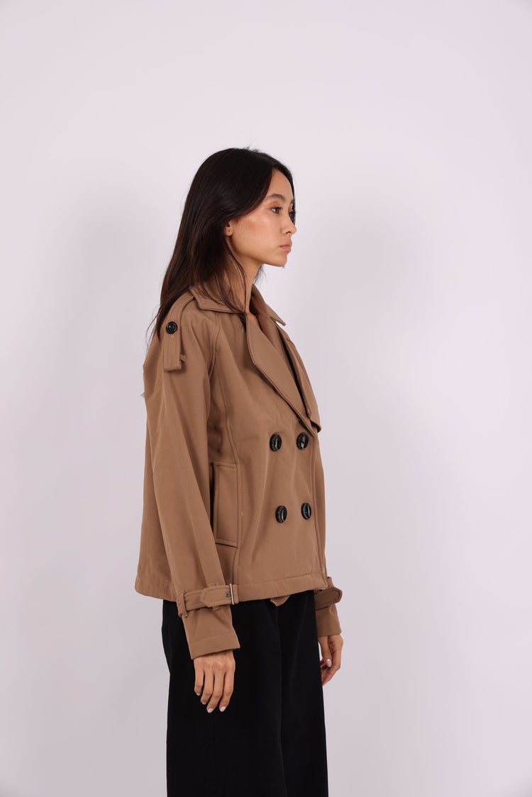 CROPPED DOUBLE-BREASTED TRENCH JACKET