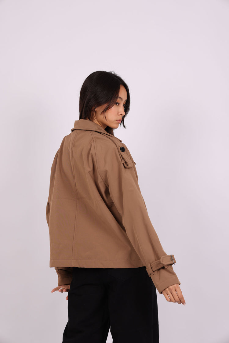 CROPPED DOUBLE-BREASTED TRENCH JACKET