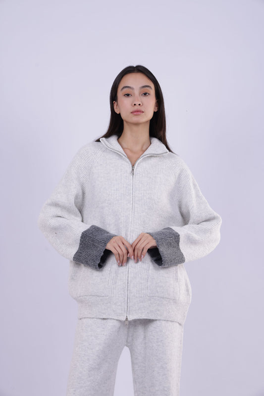 ZIP-UP KNIT LOUNGE SET