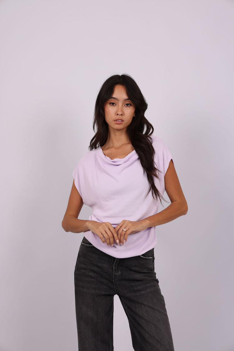DRAPED NECK TOP