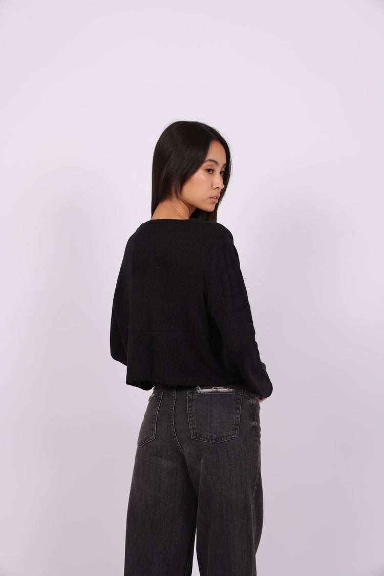 RELAXED BUTTON-DOWN KNIT CARDIGAN