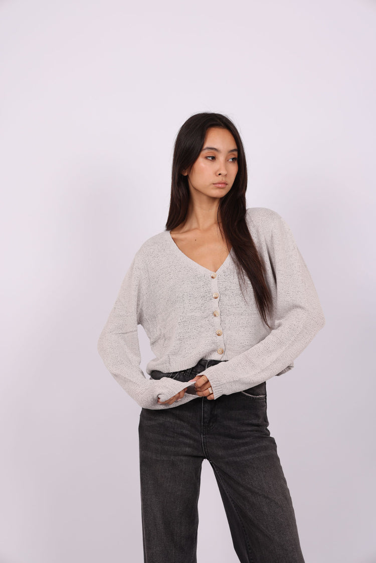 RELAXED BUTTON-DOWN KNIT CARDIGAN