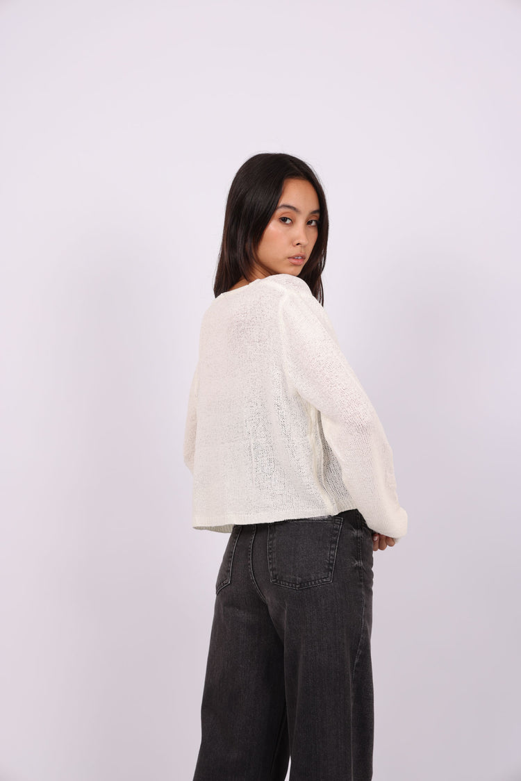 RELAXED BUTTON-DOWN KNIT CARDIGAN