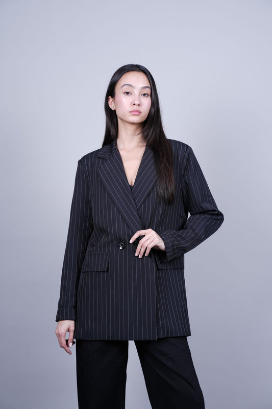 STRIPED DOUBLE-BREASTED BLAZER