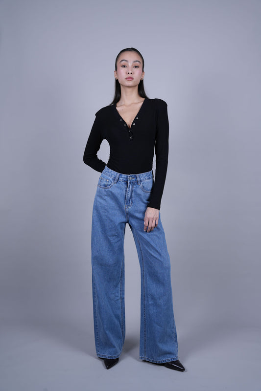 CLASSIC BLUE WIDE LEG DENIM JEANS
