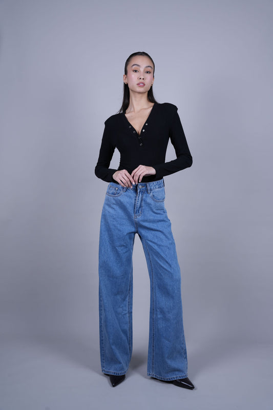 CLASSIC BLUE WIDE LEG DENIM JEANS