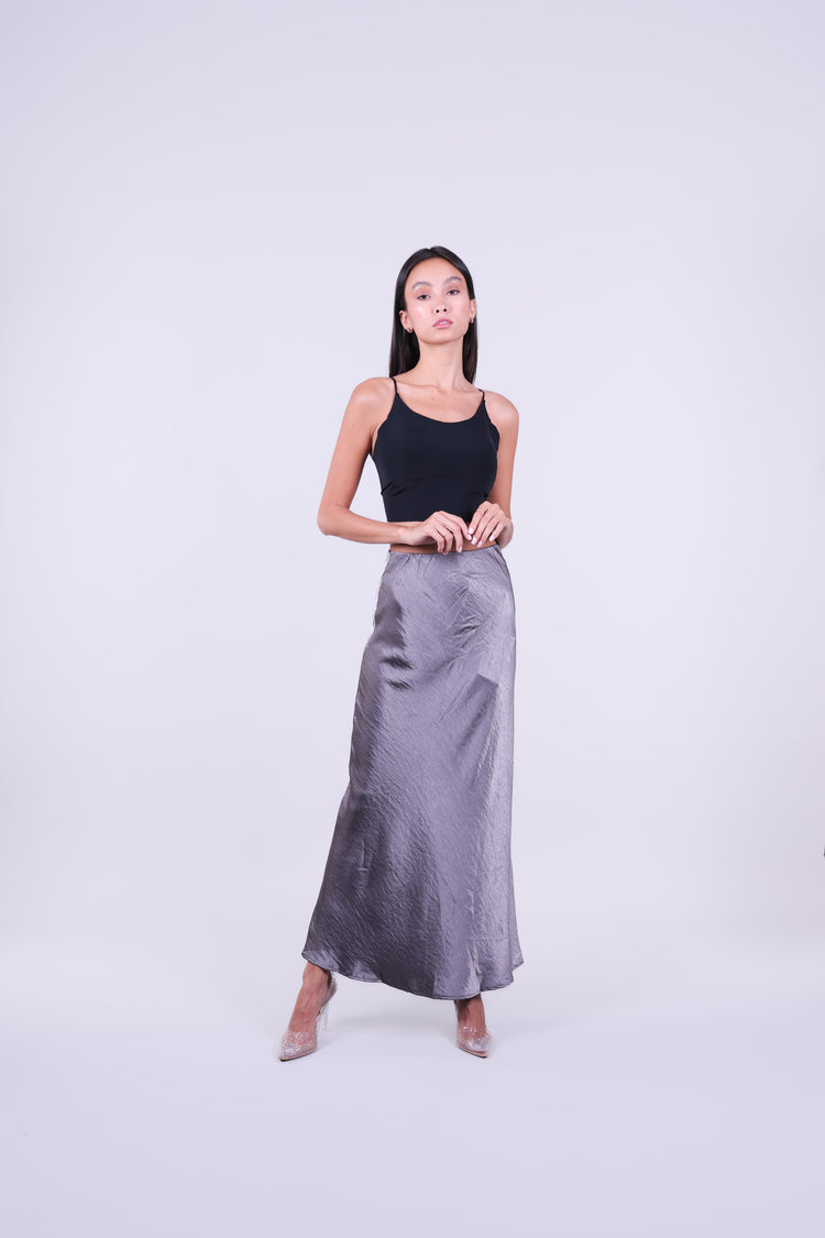 SATIN BIAS-CUT MAXI SKIRT