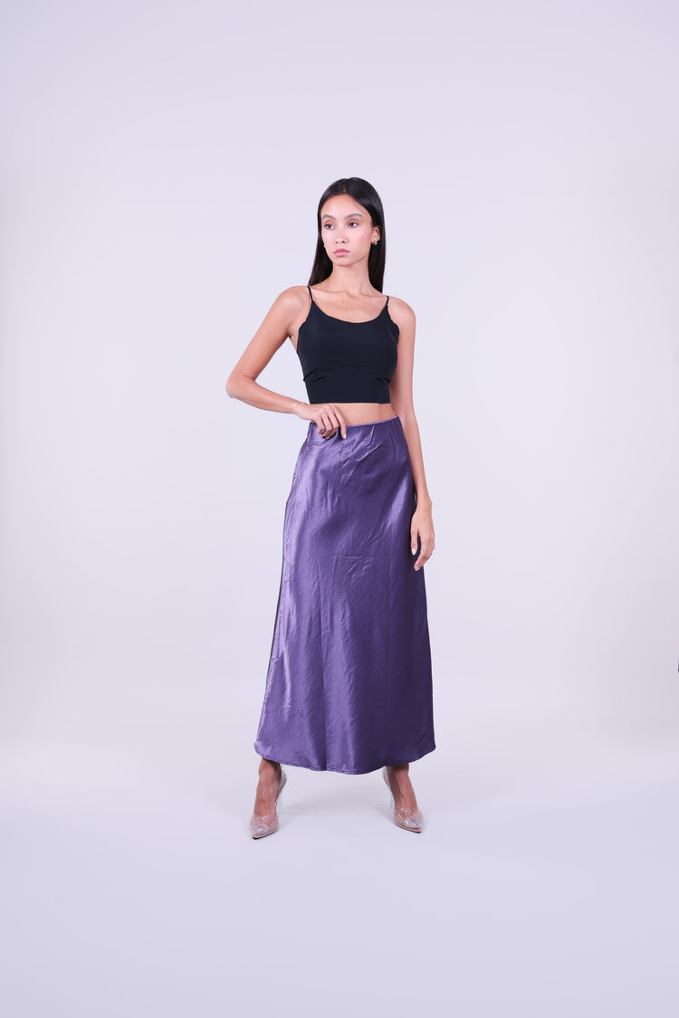 SATIN BIAS-CUT MAXI SKIRT