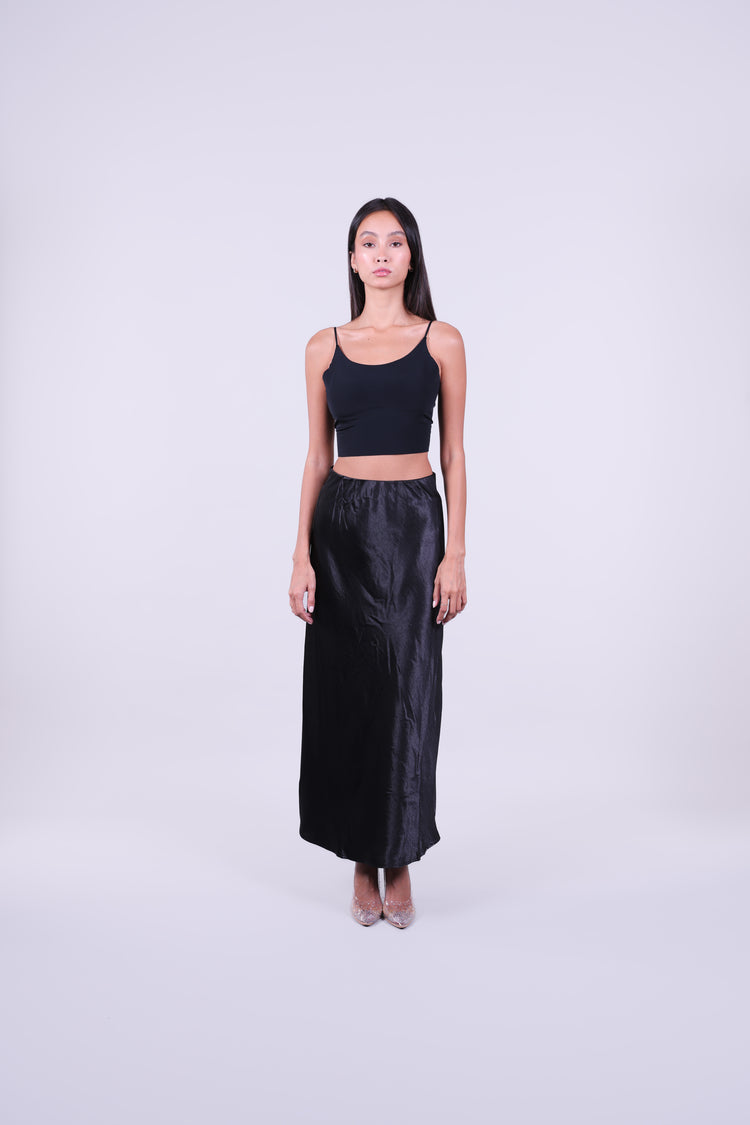 SATIN BIAS-CUT MAXI SKIRT