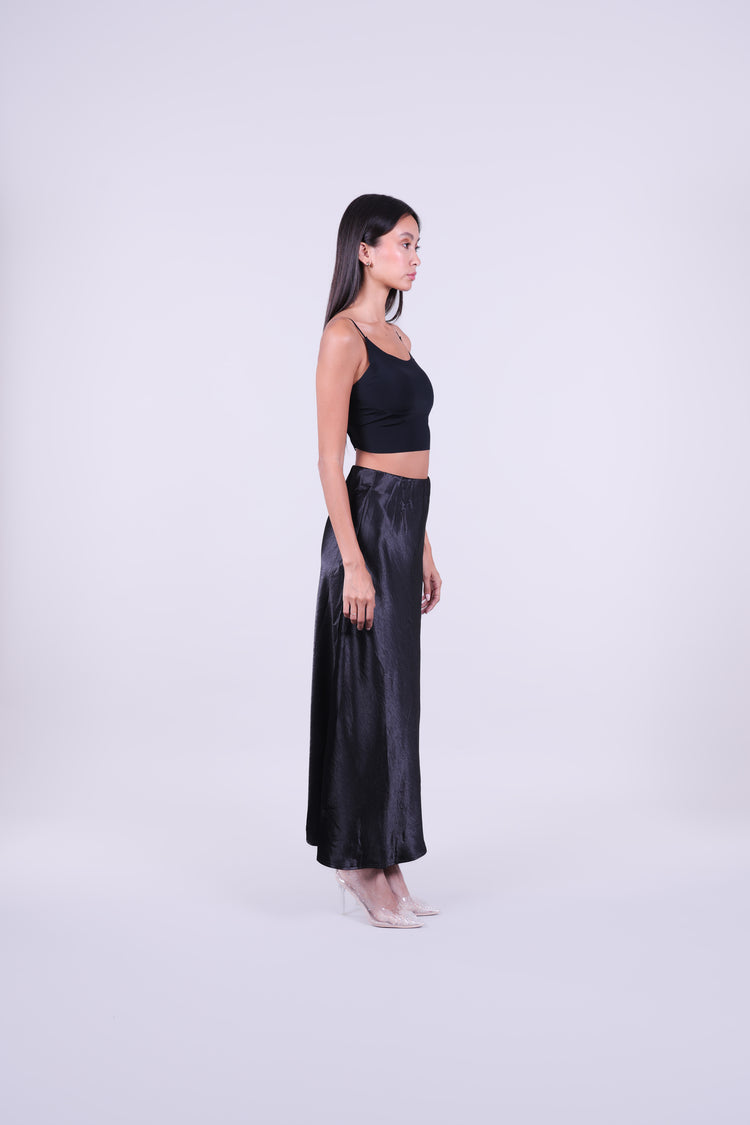 SATIN BIAS-CUT MAXI SKIRT