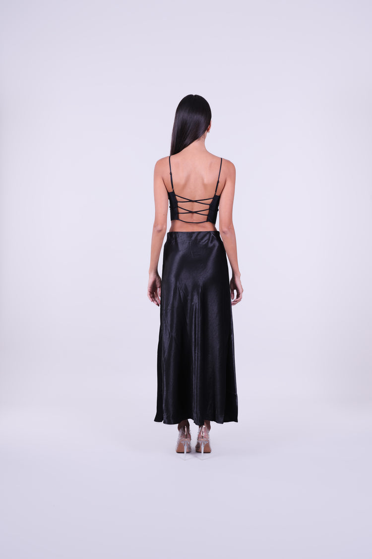 SATIN BIAS-CUT MAXI SKIRT