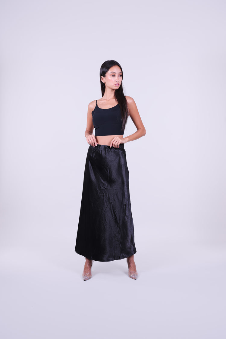 SATIN BIAS-CUT MAXI SKIRT
