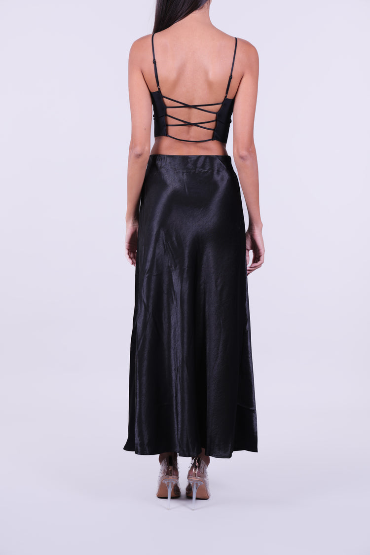 SATIN BIAS-CUT MAXI SKIRT