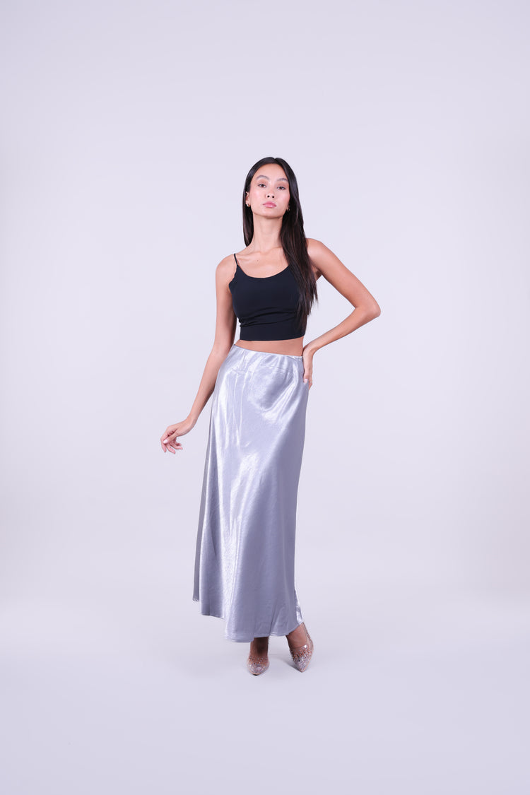 SATIN BIAS-CUT MAXI SKIRT