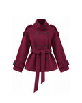 DOUBLE-BREASTED BELTED WOOL COAT