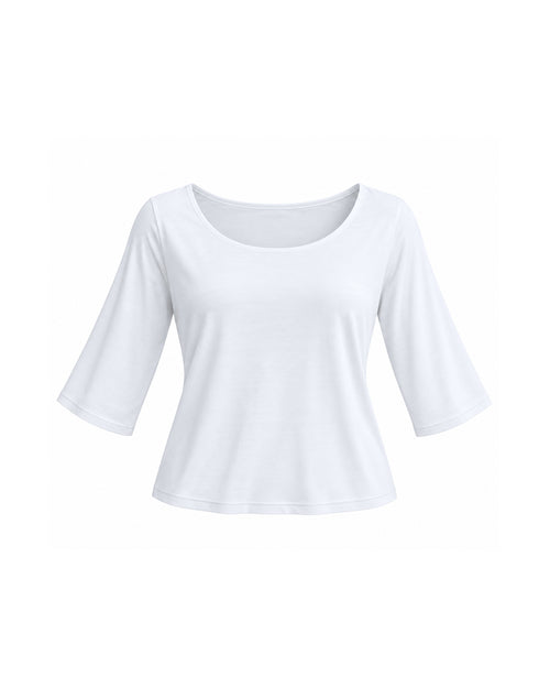 BOAT NECK THREE-QUARTER SLEEVE TOP