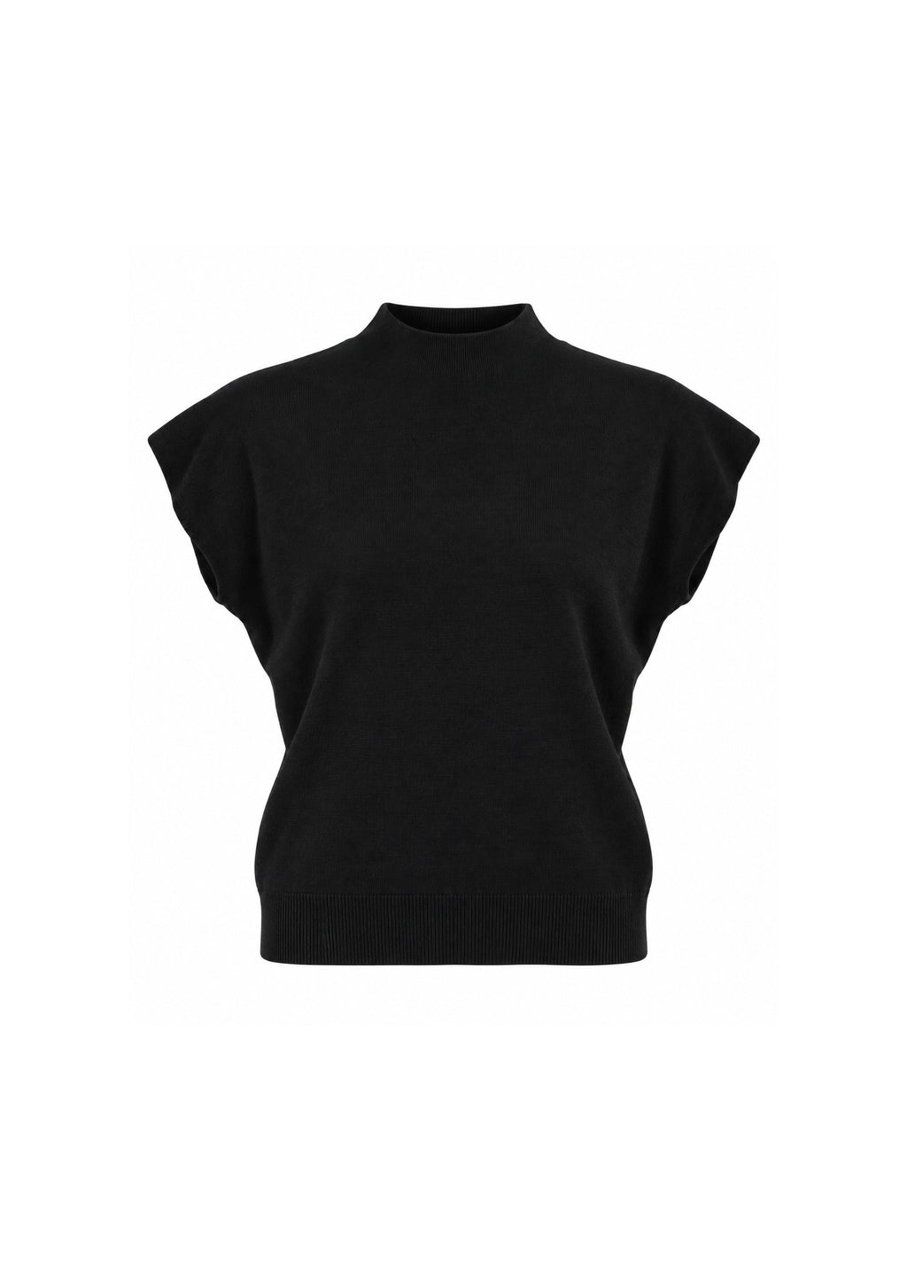 MOCK-NECK CAP-SLEEVE KNIT TOP