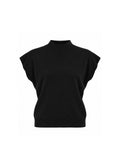 MOCK-NECK CAP-SLEEVE KNIT TOP