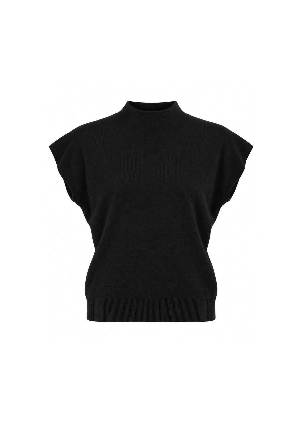 MOCK-NECK CAP-SLEEVE KNIT TOP