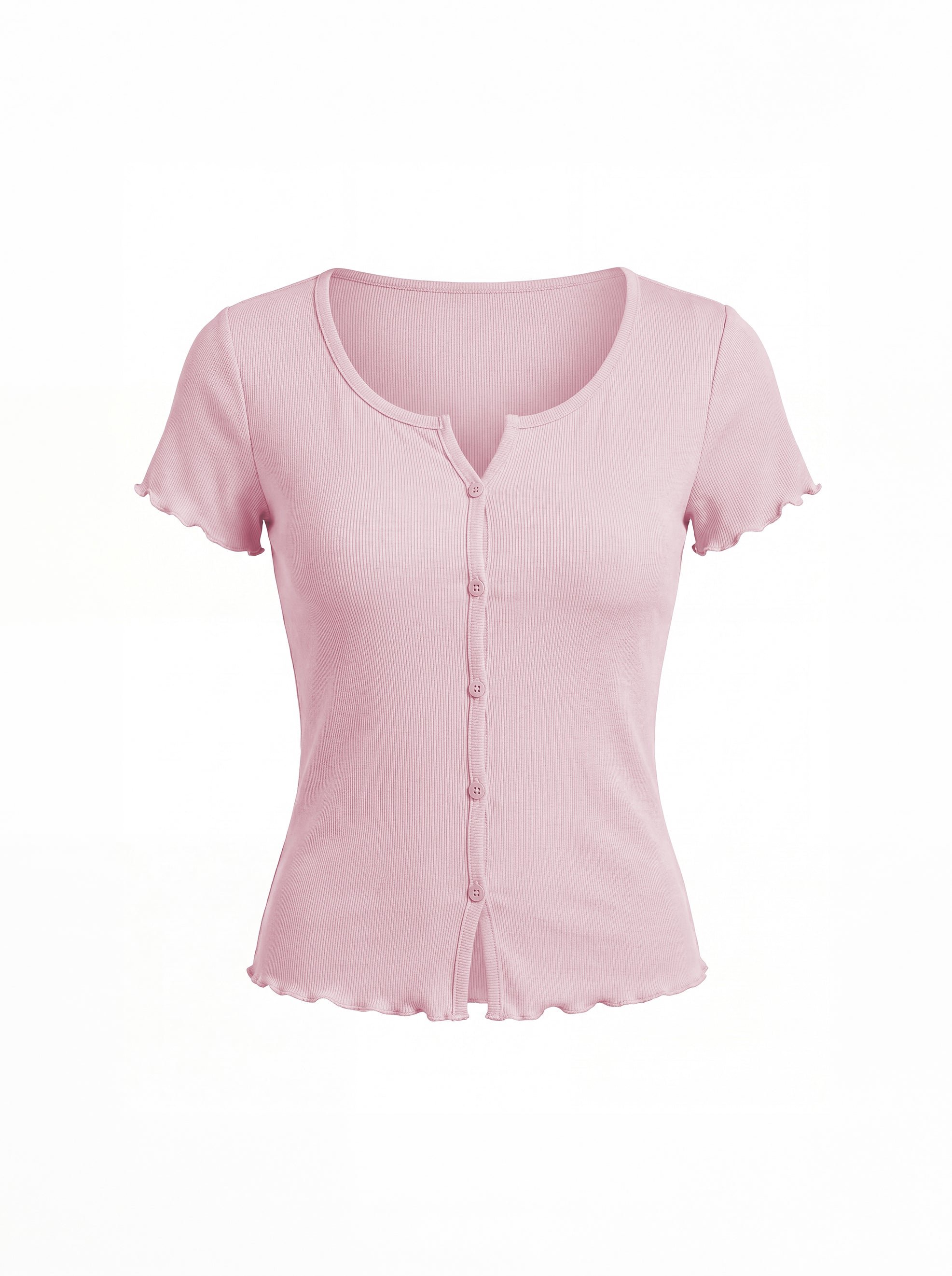 RIBBED BUTTON FRONT TOP