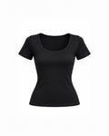 SCOOP-NECK SHORT-SLEEVE TOP