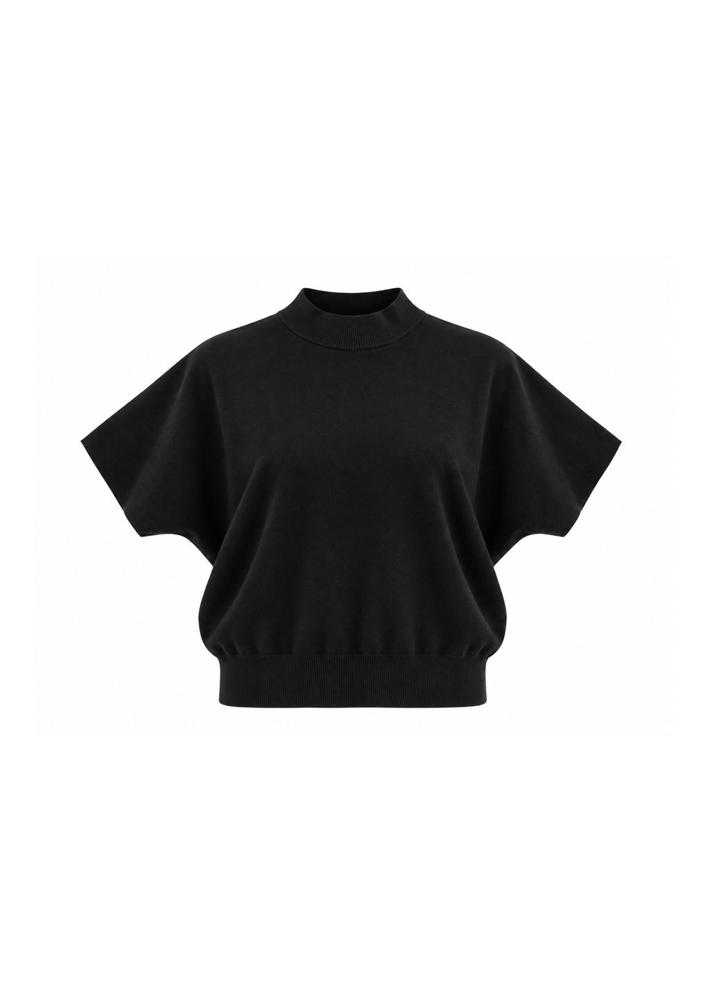 MOCK-NECK SHORT-SLEEVE KNIT TOP