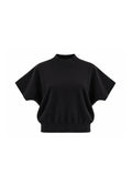 MOCK-NECK SHORT-SLEEVE KNIT TOP