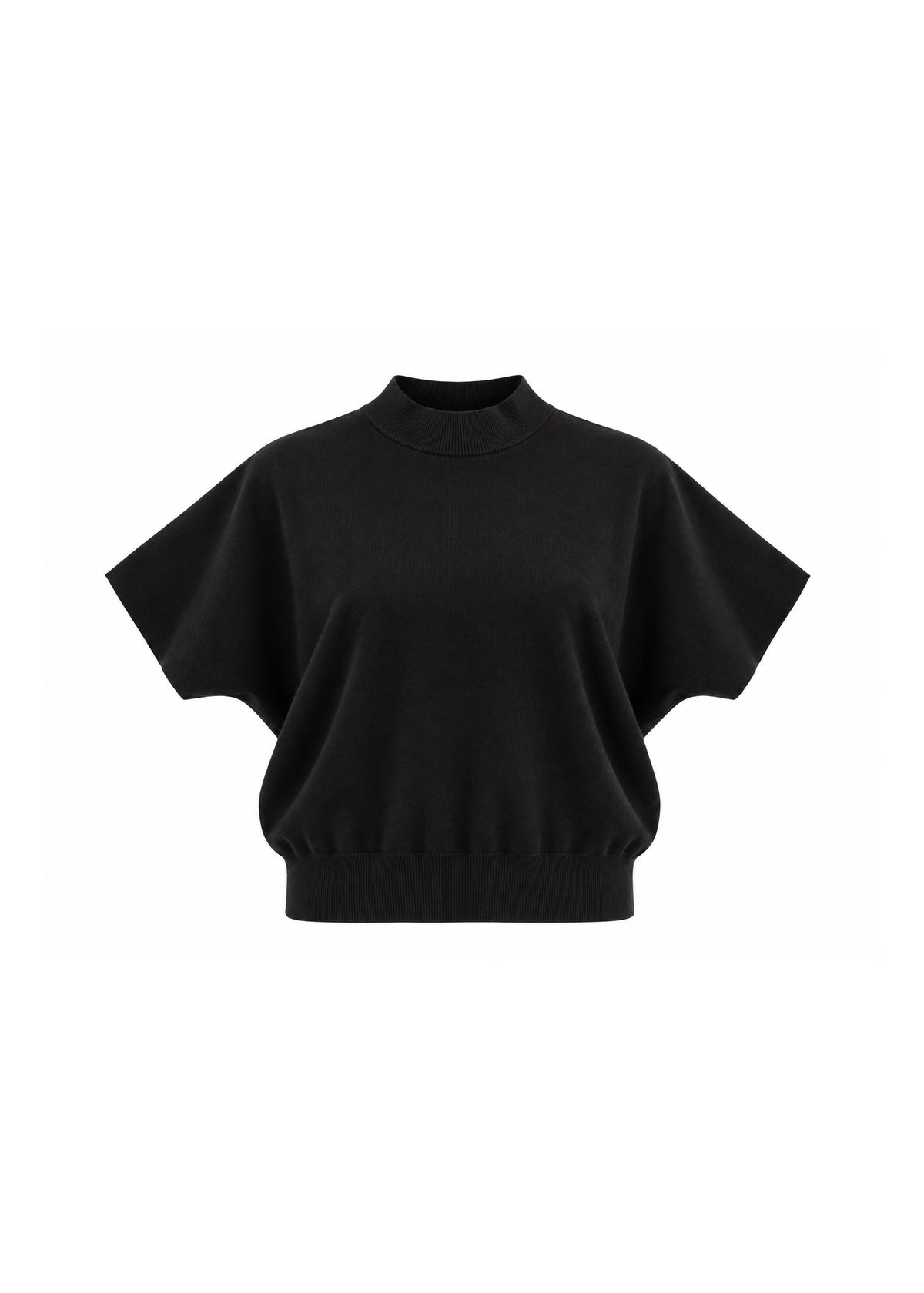 MOCK-NECK SHORT-SLEEVE KNIT TOP