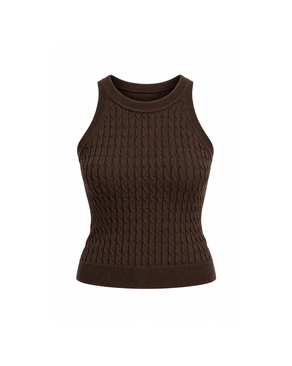 CABLE-KNIT HIGH-NECK TANK TOP