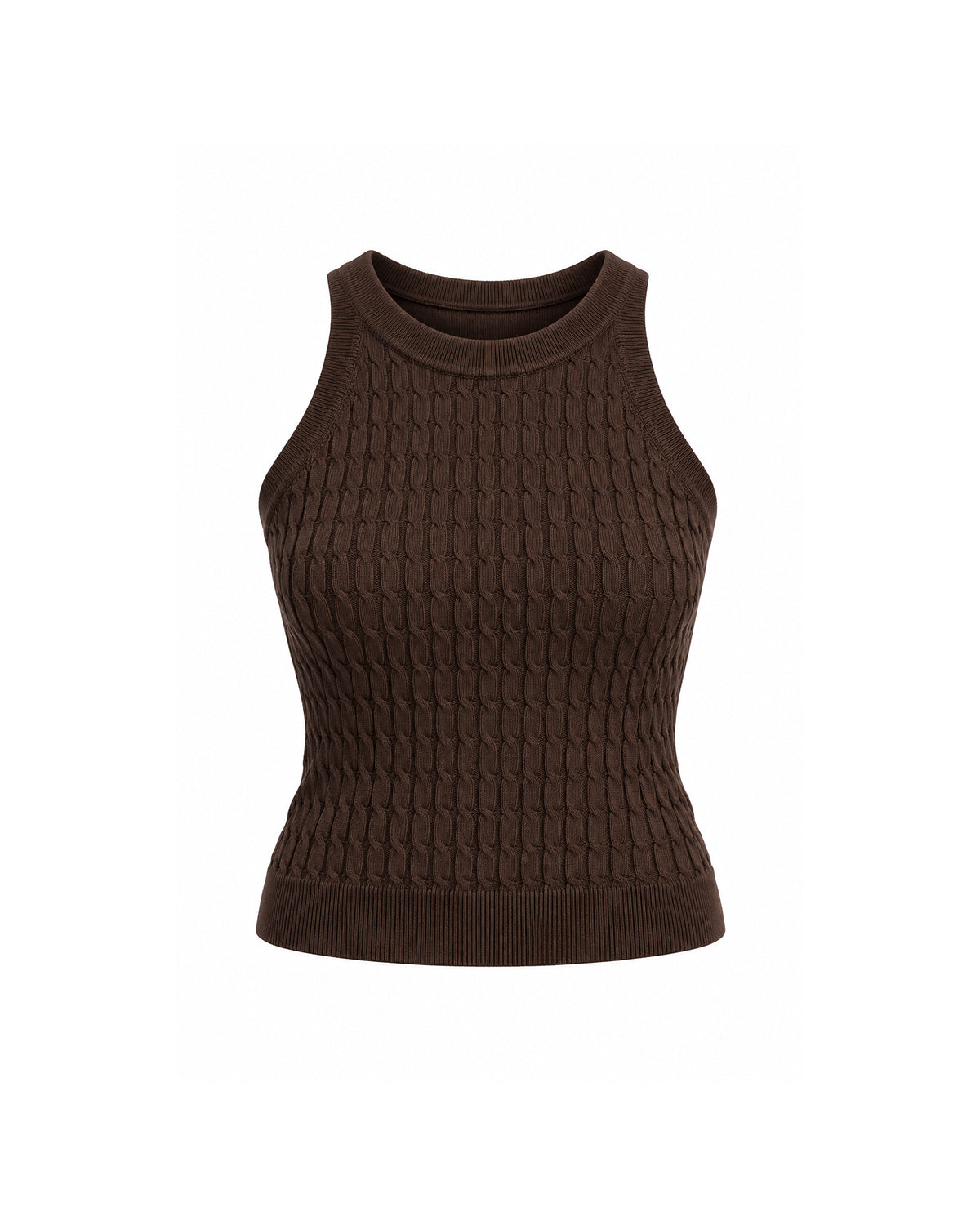 CABLE-KNIT HIGH-NECK TANK TOP