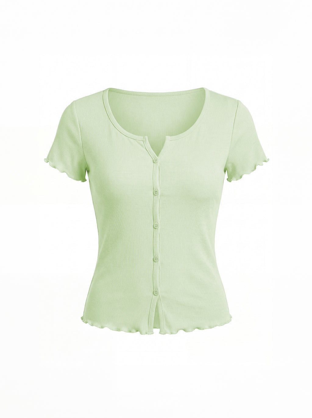 RIBBED BUTTON FRONT TOP