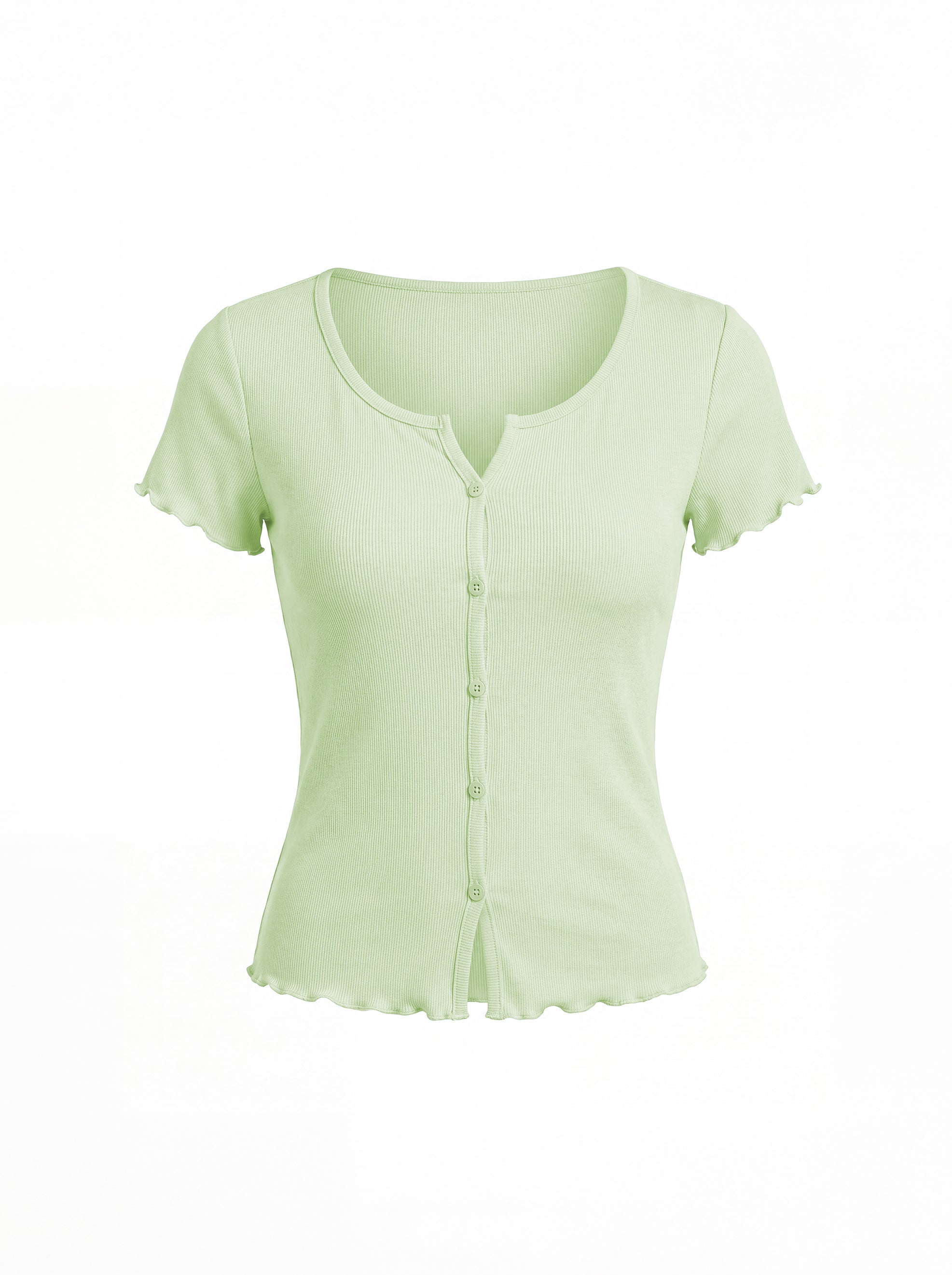 RIBBED BUTTON FRONT TOP