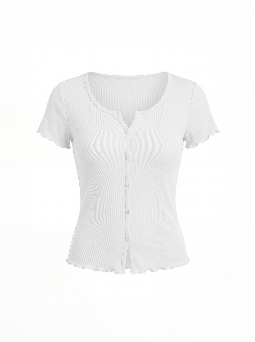 RIBBED BUTTON FRONT TOP