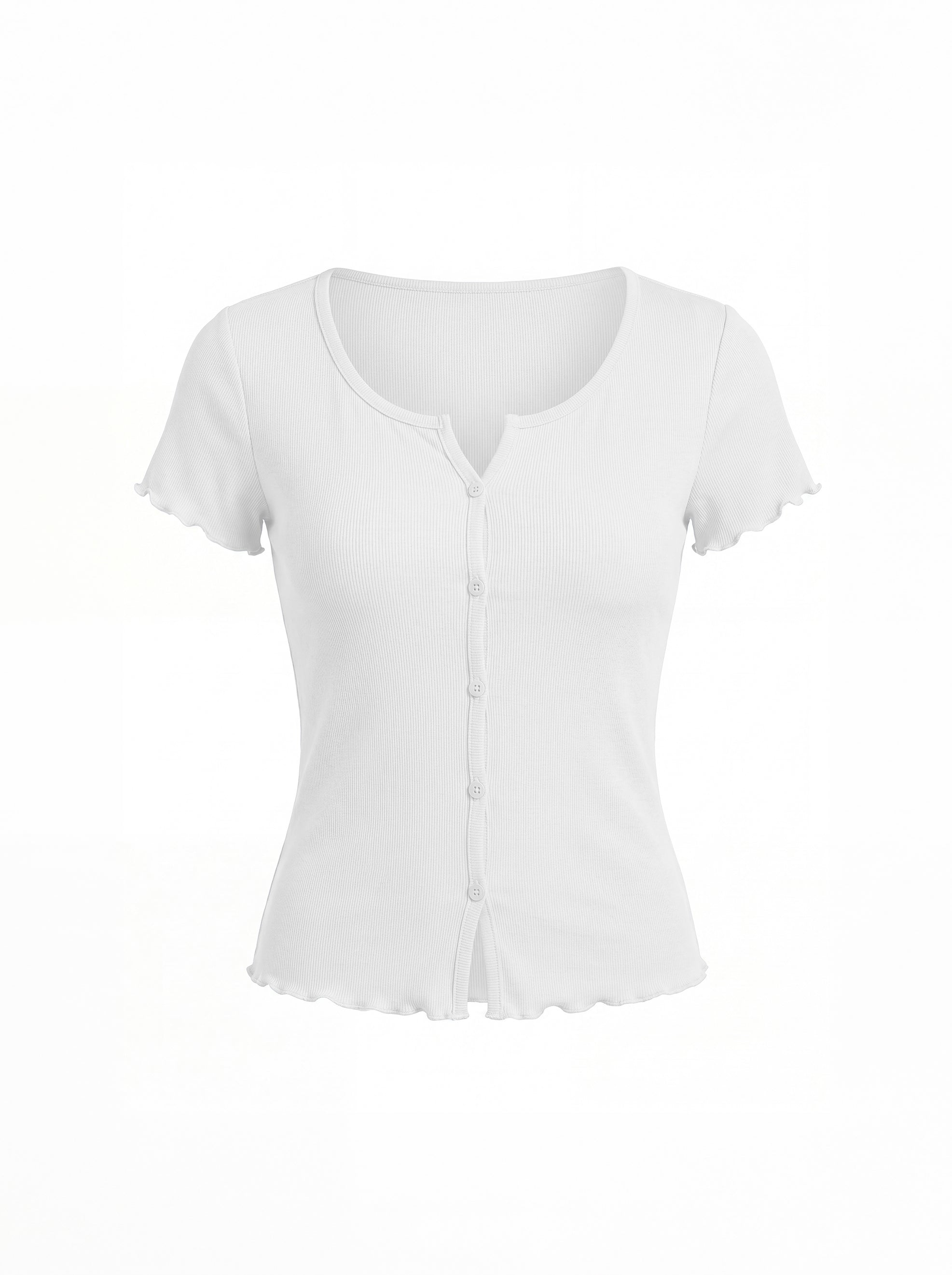 RIBBED BUTTON FRONT TOP