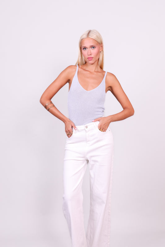 RIBBED KNIT SPAGHETTI STRAP TOP