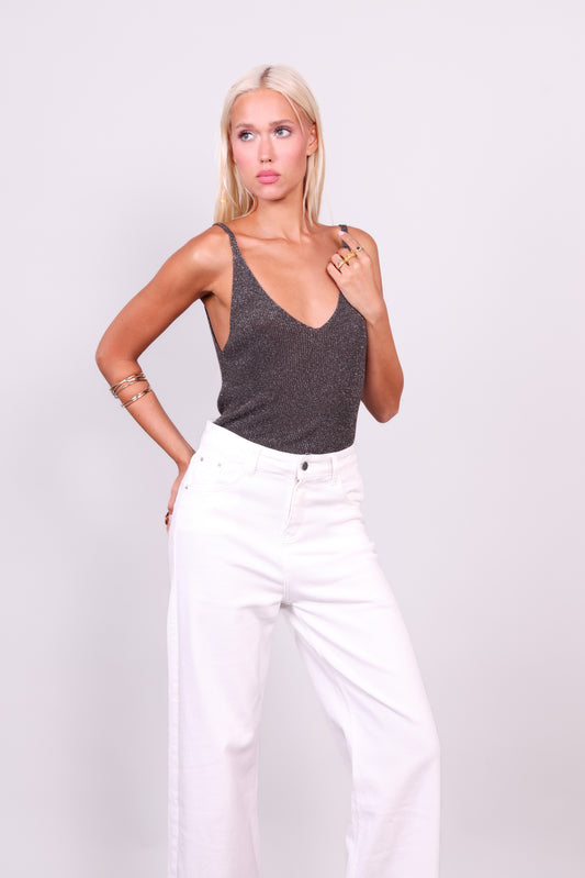 RIBBED KNIT SPAGHETTI STRAP TOP